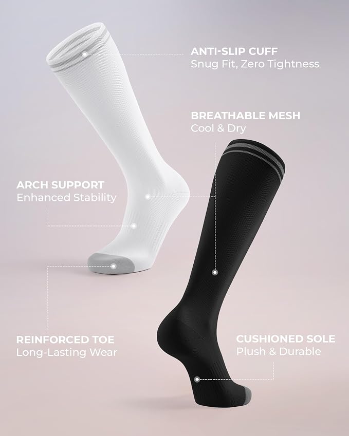 FITRELL 4 Pairs Compression Socks for Women & Men, 15-20mmHg Circulation Support for Athletic Travel Daily Wear - Image 4