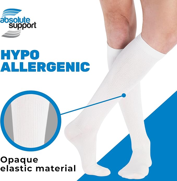 ABSOLUTE SUPPORT Cotton Knee High Compression Hose 20-30mmHg | Made in USA opaque dress socks, men & women, for varicose veins, circulation, swelling, pregnancy, leg pain, travel, A105 - Image 4