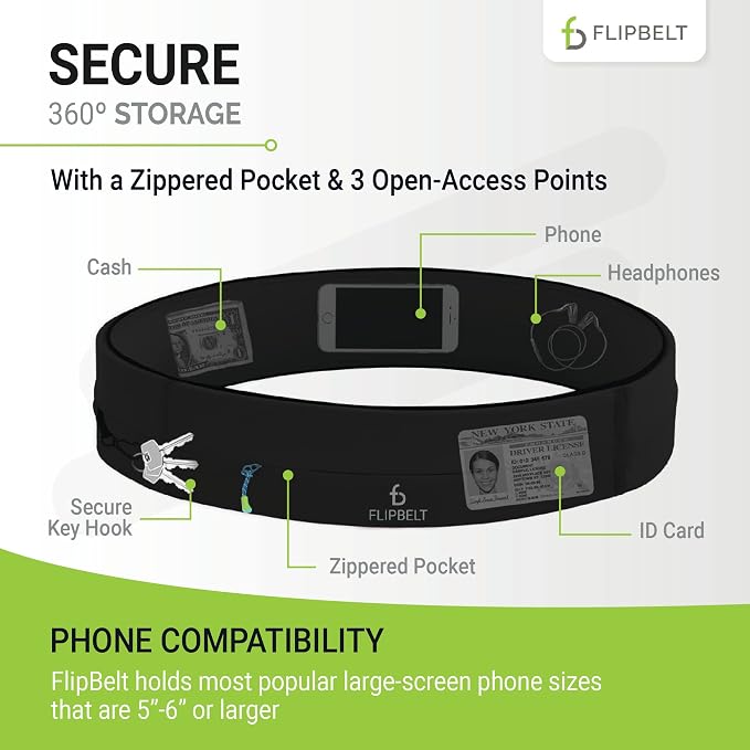 FlipBelt Zipper Running Belt, Waist Pack for Fitness and Running, US Company - Image 3