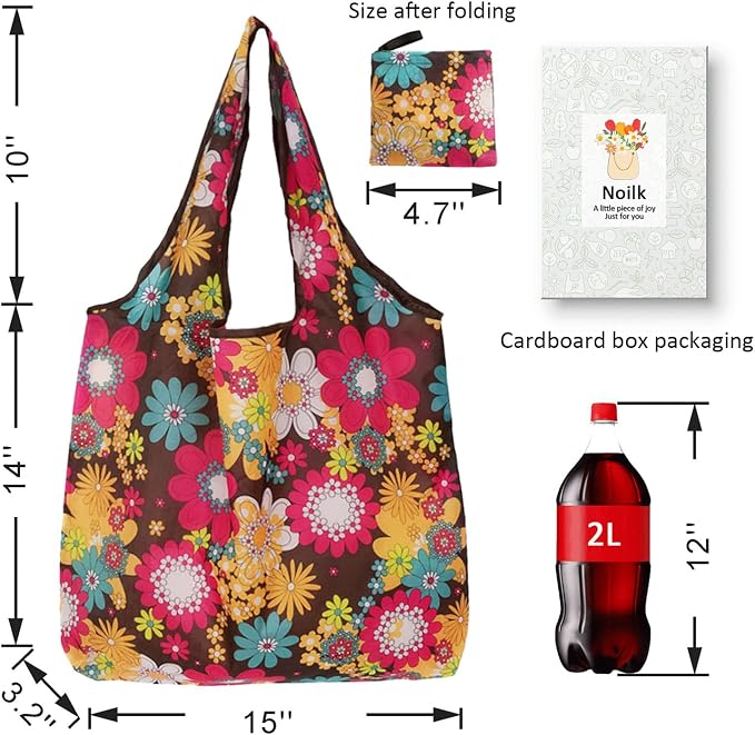 Reusable Grocery Bags, Versatile Tote Bag For Women Gift, Bulk Stylish Foldable Shopping Totes With Handles, Practical Use Ideal For Storage, Travel & Beach - Image 3