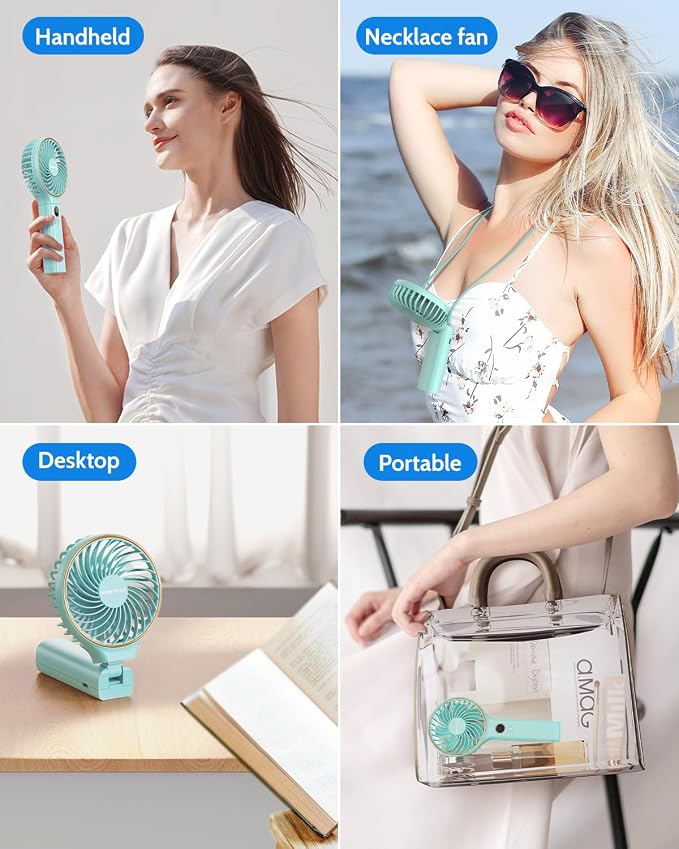 SWEETFULL Handheld Fan, Portable Fan, 5000mAh Rechargeable Battery, 6 Speed Wind, LED Display, Personal Mini Travel Fan with Backup Power, Hand Held Fan USB Foldable Electric Fan for Women Girl - Image 4