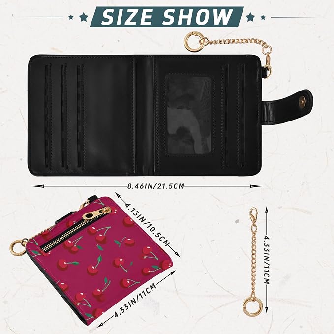 Vector Red Cherry Women's Wallets RFID Blocking,Credit Card Holder Bifold Wallet,Slim Card Cases,PU Leather Travel Wallet for men Girls - Image 3