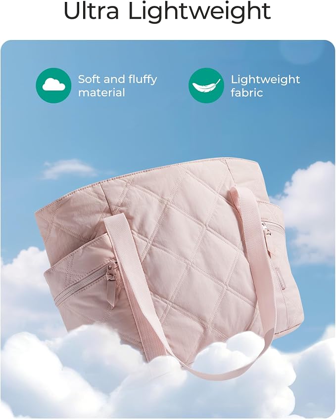 BAGSMART Crush Tote Bag for Women, 20L Puffer Work Tote with Zipper | Quilted Nurse Hospital Bag For Travel College Gym - Image 5