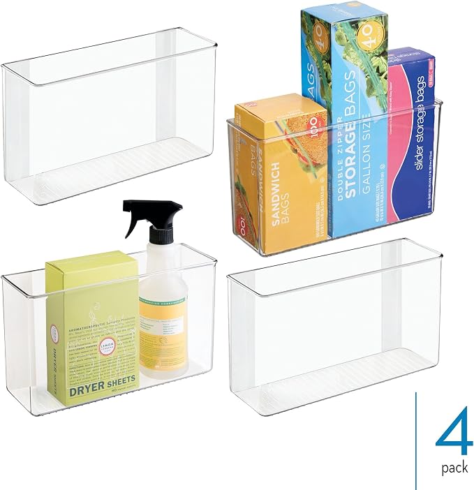 iDesign Adhesive Organizer Bin, Set of 4, Clear | Damage-Free Hanging, For Kitchen, Bathroom, or Office - Image 2
