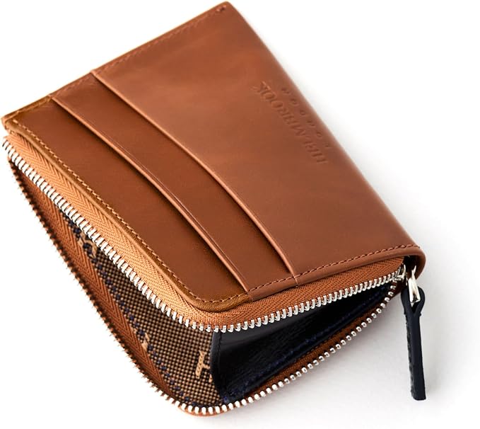 RFID Blocking Zipper Wallet, Slim Business Card Holder, Men & Women, Handcrafted Full-Grain Leather, Gift Box & Pouch, Christmas & Birthday, Tan - Image 6