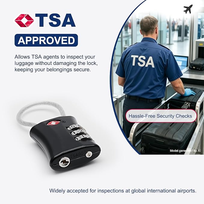 Suitcase Locks TSA Approved, Small Padlock Combination, TSA Locks for Luggage, Combo Travel Padlock with Code for Backpack, Gym Locker, Ammo Can, Gun Case, Bag Zipper, Box (Black) - Image 3