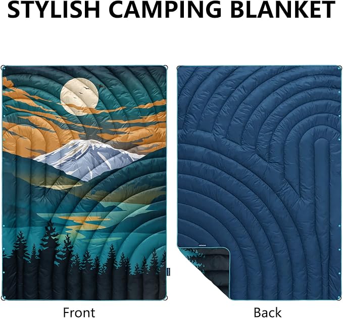 Puffy Camping Blanket,Large Camp Blanket Outdoor Camping Quilt Waterproof | Lightweight Printed Warm Packable Down Alternative Blanket for Camping,Traveling, Stadium, Hiking, Picnics - Image 5