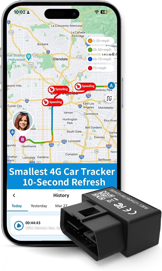 OBD GPS Tracker for Vehicles, Fleet, 10-sec Real Time, 1-Year Trip Data, 5-Day Free Trial, Plug in Car Tracker for Teens, Speeding& Driver Behavior, Mileage Log, Affordable Subscription by BENBENGO