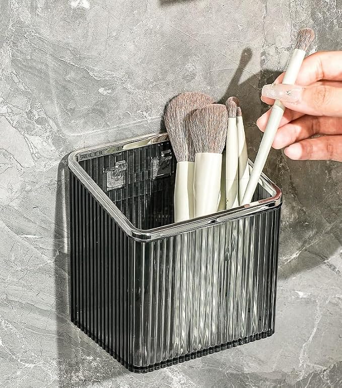 Drill-Free Stick-On Wall Shelves | Space-Saving Floating Organizer for Kitchen, Bathroom & Office | Plastic Storage Shelves for Makeup & Home Decor (Grey_Silver) - Image 6