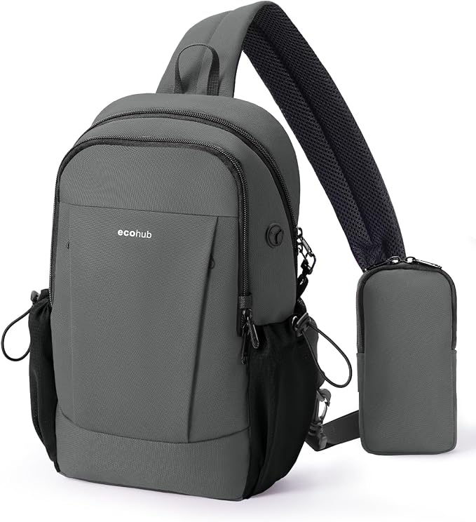 ECOHUB Anti-Theft Crossbody Bag Men Women RFID Blocking Lightweight Sling Backpack Water Resistant for Travel Hiking Outdoor by ECOHUB