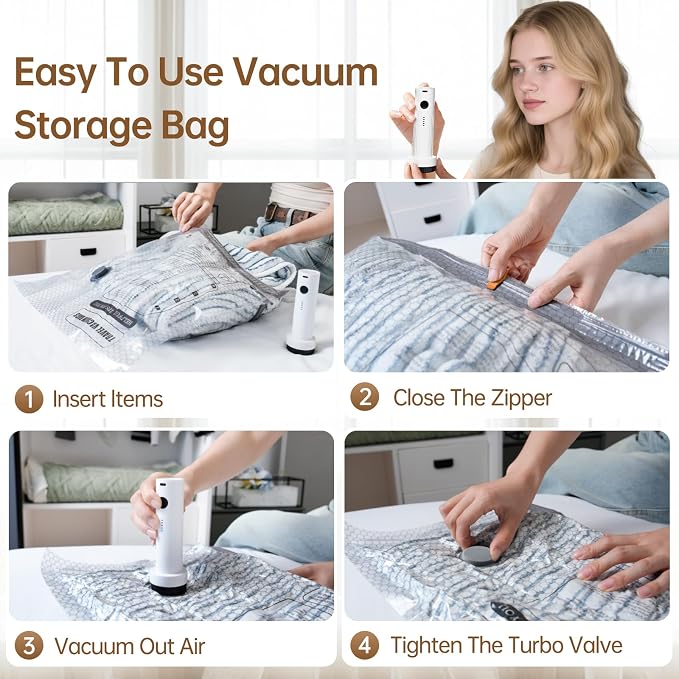 Vacuum Bags for Travel with Wireless Rechargeable Pump, 18 Pack Carry-on Size Compression Packing Seal Bags for Luggage and Suitcase, Space Saver Vacuum Storage Bags for Clothes and Clothing Travel - Image 6
