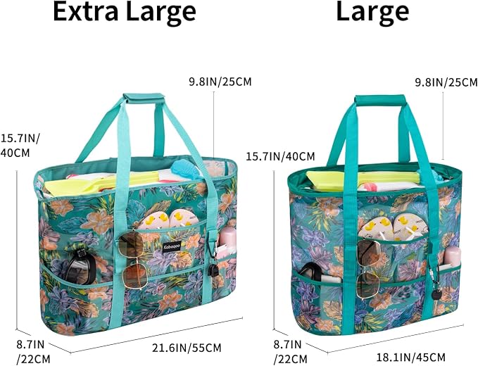 KABAQOO Mesh Beach Bag, Extra Large Beach Bags with 9 Pockets & Zipper Waterproof Lightweight Beach Tote for Beach/Pool Trip - Image 5