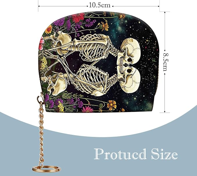 Women's Slim RFID Wallet – Compact Leather Card Holder Wallet for Women, 9 Card Slots RFID Blocking Credit Card Organizer, Small Travel Wallet - Skeleton Floral - Image 2