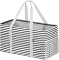LHZK Standing Extra Large Utility Tote Bag with Metal Wire Frame and the Sides Rinforced, Extra Large Tote Bag with Handle, Reusable Grocery Bags Foldable, Beach Bag, Car Tote, Black | Metal Wire Frame by LHZK