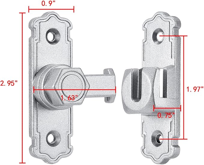 Silvery Aluminum Alloy 90/180 Degree Gate Lock,Barn Door Latches | Flip Gate Latches,Right Angle Door Lock Latch,Sliding Door Latches,for bedroom,garage,window,pet enclosures,drawer,cabinet - Image 2