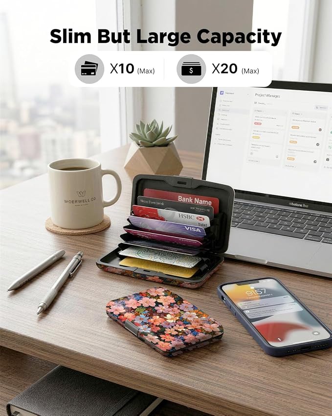 Maicican RFID Blocking Aluminum Credit Card Holder | Slim Metal Wallet for Women & Men, Business Card Case for Travel, Fits Front Pocket, Card holder wallet - Colorful flowers - Image 5