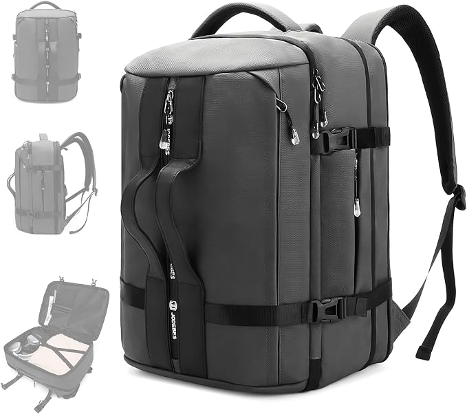 50L Waterproof Carry on Travel Backpack for Men Women, Airline Approved Convertible Duffle Backpack Luggage Bag, TSA Overnight Bags, Fits 17" Laptop Smart Backpack-Grey by JDJODEBES
