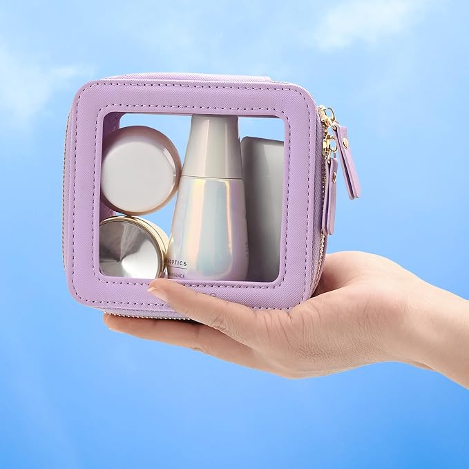 Aveniee Mini Clear Makeup Bag, Small Cosmetic Bags Travel Toiletry Pouch Organizer, TSA Approved Make up Case with Zipper, Car Bag for Essentials,Lilac - Image 5