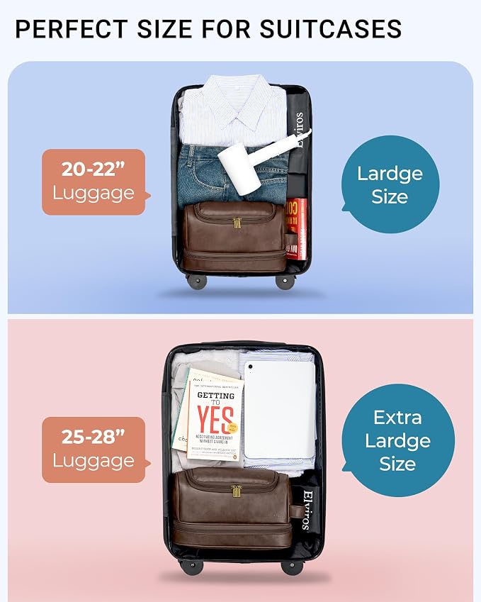 Elviros Hanging Toiletry Bag for Men PU Leather Shaving Kit (Coffee) | Water-Resistant Travel Organizer with Hanging Hook for Toiletries, Shaving Tools, Grooming Items, and Daily Storage - Image 4