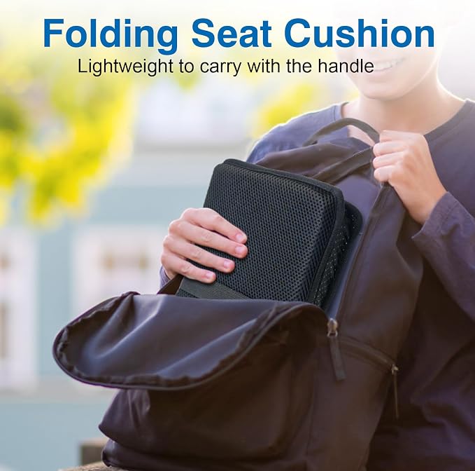 Demine Gel Travel Seat Cushion – Portable Airplane & Stadium Cushion – 16.5" x 12" Gel Grid Design for Ultimate Comfort – Foldable Cushions for Commute, Airplanes, Camping, Bleachers - Image 4