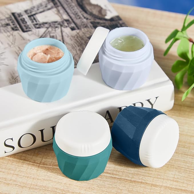 Travel Containers for Toiletries, Premium Silicone Cosmetic Cream Jars, TSA Approved Leak-Proof Refillable Travel Size Toiletries with Clear Bag for Cosmetic Face Body Cream (Green, 1OZ) - Image 6
