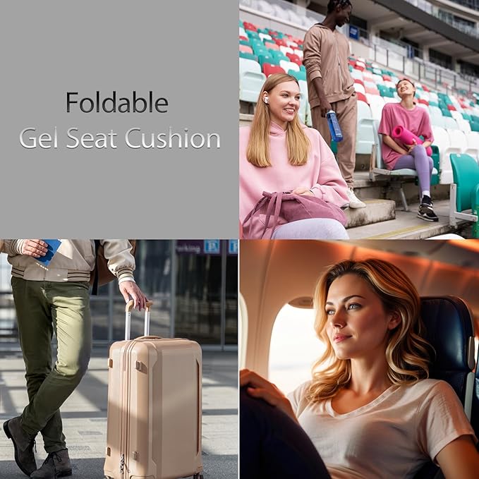Foldable Gel Seat Cushion for Travel, Portable Chair Cushion of Airy Cooling Gel, Honeycomb Seat Cushion for Stadium & Park Bench, Portable Chair Cushion for Pressure Relief (0.9-Inch Thick, Black) - Image 6