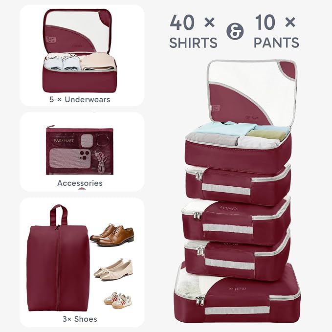OlarHike 10 Set Packing Cubes for Travel,Gifts for Women Mom,Anti-Tearing Suitcase Organizer,with Over 1000 pcs Mesh Holes,Vacation Essentials & Accessories for Cruise Ship - Image 4