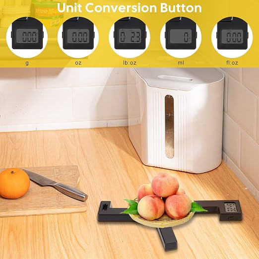 Compact Folding Digital Kitchen Scale, Highly Accurate Portable Food Scale with LCD Display, Auto Power Off and Tare Features, for Measuring Intake of Healthy Eating People (Black) - Image 3