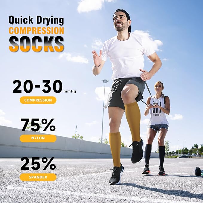 cerpite Compression Socks for Women & Men 6 Pairs Knee High Compression Socks 20-30 mmhg Best for Running,Nurse,Travel - Image 2