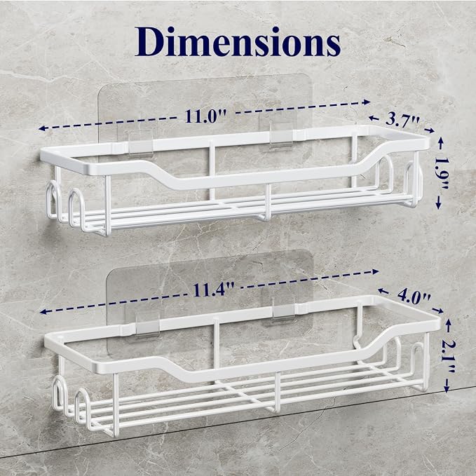 Kitsure Shower Caddy, Adhesive Shower Organizer, Large, White | Stainless Steel Shelf for Inside Shower, No Drill Bathroom Organizers and Storage, Home Decor Accessories - Image 2