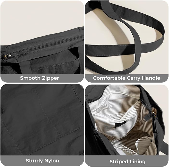 Barsine Tote Bag for Women Unisex Lightweight Nylon Totes Purses and Handbags Large Casual Shoulder Hobo for Travel Gym - Image 5