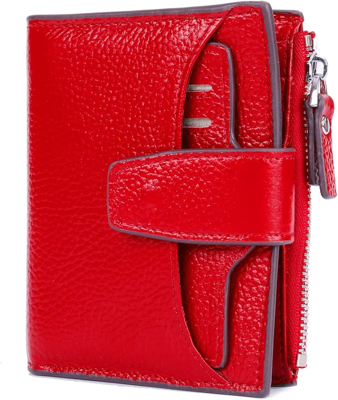 Women's RFID Blocking Leather Small Compact Bi-fold Zipper Pocket Wallet Card Case Purse with id Window - Image 6