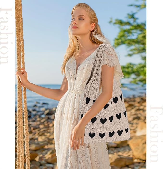 Sightor Crochet Tote Bag, Mesh Beach Bag Knit Summer Hobo Bag for Women | Beach Tote bag Vacation Outfits Aesthetic Boho Bag - Image 3