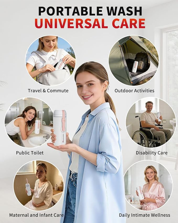 Rainsworth Portable Electric Bidet, 350ml, for Travel & Personal Care | Large Capacity, Rechargeable 1600mAh, USB-C Port, Adjustable Nozzle, Dual Flow Modes, IPX6 Waterproof,Leak-Proof Design - Image 6