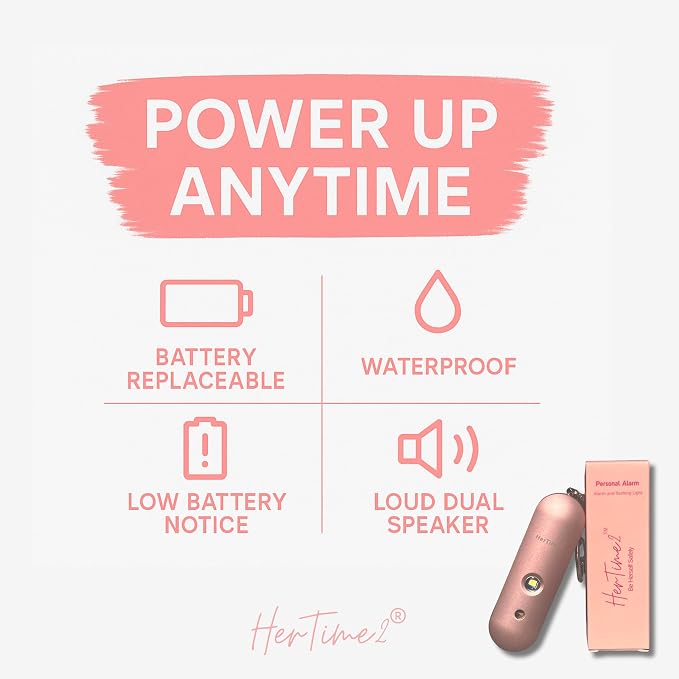 Personal Safety Alarm for Women - Loud Self Defense Siren, Waterproof Keychain with Strobe Light - Battery Powered, Rose Gold - Image 3