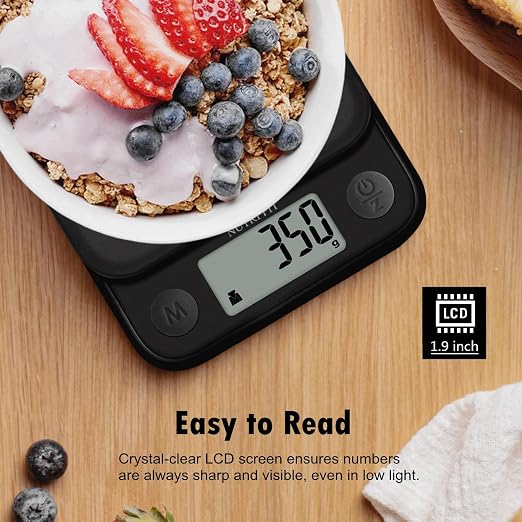 Food Scale Small Digital Kitchen Scales Weight Grams Ounces Black | Max 11lbs 0.5g Increment, Compact Design, Smart Tare, Weight Loss Cooking Baking Coffee, Easy to Use for Travel, AAA Battery - Image 4