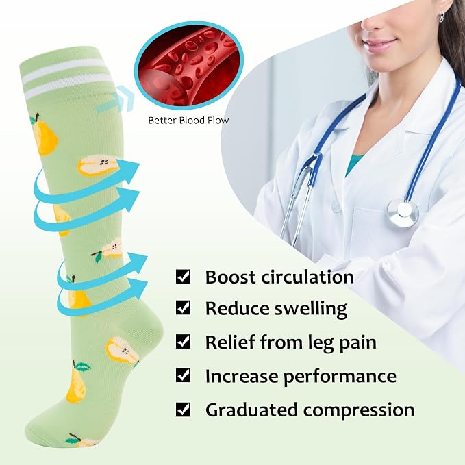 fenglaoda Compression Socks for Women Men Support Circulation 6 Pairs Socks For Nurse, Travel, Flight - Image 5