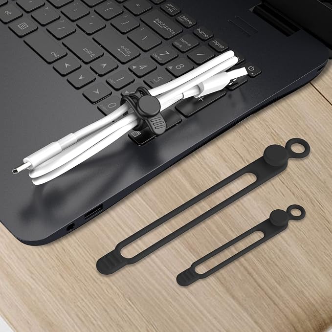 Silicone Cable Ties, Cord Organizer Cable Management,2Sizes-Black | Reusable Cord Ties for Electronics, Office Desk Accessories, Home Travel Essentials, Easy to Use, 4.2 Inch & 7.1 Inch-16Pcs - Image 7