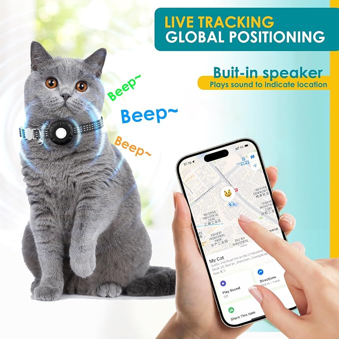 GPS Tracker for Cats (iOS Only),MINI Cat Tracker, Real-Time Location Pet Tracker,No Monthly Fee GPS Tracker, Compatible with Apple Find My,Territory & Location History,Up to 5-Day Battery Life (Black) - Image 3