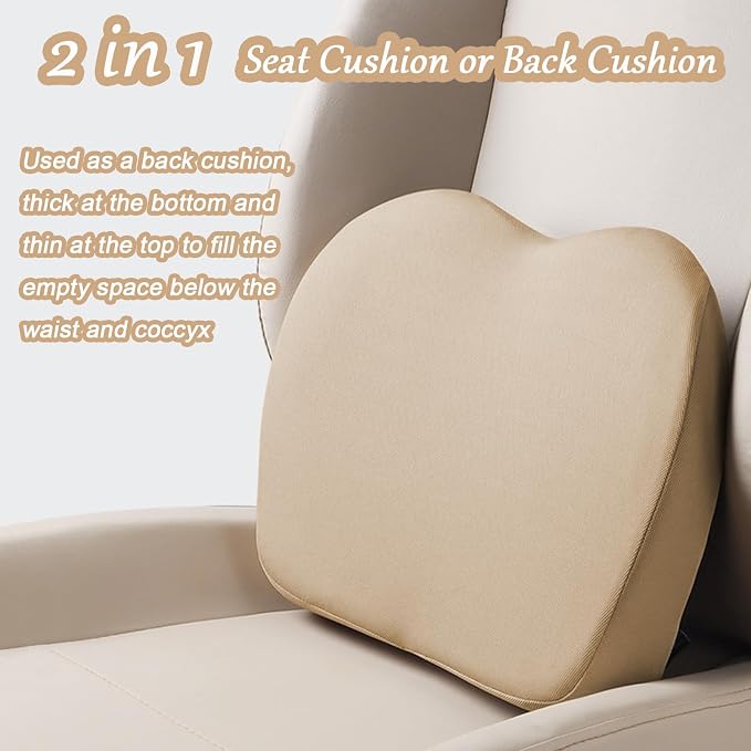 2 in 1 Wedge Car Cushions or Lumbar Support for Driving - 3.5 Inches Soft Memory Foam Driver Seat Cushion for Car Truck - Comfort Coccyx Cushion for Tailbone & Back Pain Relief, Black - Image 2