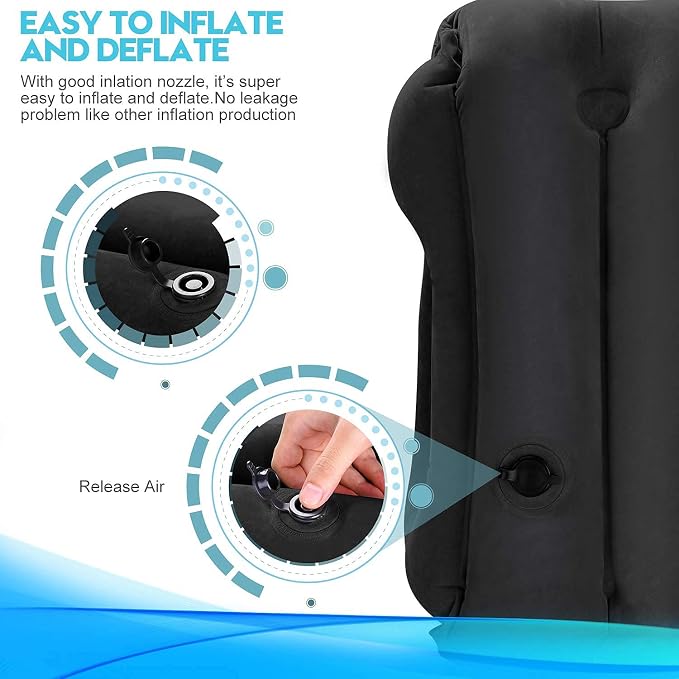 Inflatable Travel Pillows for Airplane, Blow Up Neck Pillow for Sleeping, Airplane Travel Essentials for Long Flight Support Head, Neck and Lumbar, Used for Car/Bus/Train/Office Rest, Adults Kids - Image 5