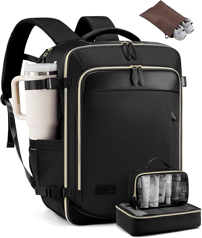 LOVEVOOK Travel Backpack for Women, 40L Carry On Backpack with 3 Packing Cubes,TSA Personal Item Travel Bag Airline Approved, Water Resistant Weekender Overnight Luggage Daypack, Fits 17 Inch Laptop by LOVEVOOK