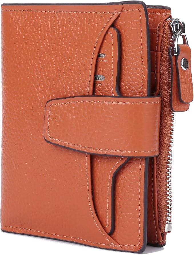Women's RFID Blocking Leather Small Compact Bi-fold Zipper Pocket Wallet Card Case Purse with id Window - Image 6