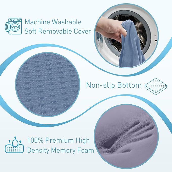 BlissTrends Extra Thick Seat Cushion for Office Chair & Car Seat, LightBlue | Tailbone & Sciatica Relief, Ergonomic Support, High-Density Memory Foam, Comfort for Extended Sitting - Image 3