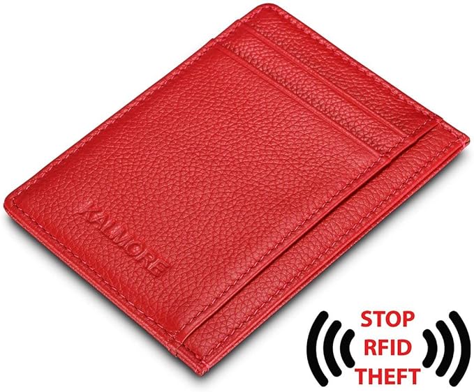 KALMORE womens Credit Holder Genuine Leather Slim Minimalist Card Case Wallet, Black With Id Window - Image 3