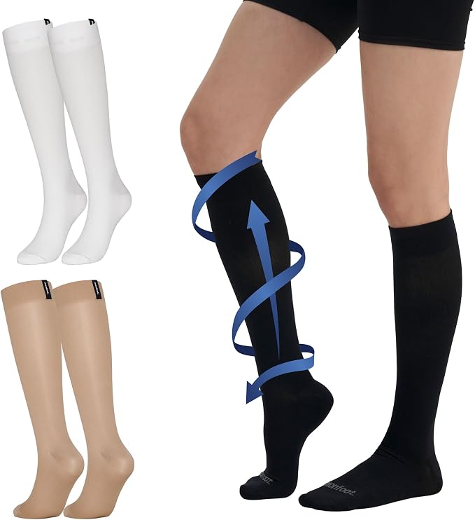 MONFOOT Men's/Women's 3Pairs Compression Socks 15-20mmHg Better Circulation | Support socks with graduated compression, a non-slip cuff, and moisture-wicking control for nurses, athletes, travelers by MONFOOT