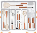 Homecor Kitchen Drawer Organizer Large Expandable Silverware Organizer, Utensil Holder and Flatware Tray, Kitchen Spatula Tools and Gadgets Storage with Removable Knife Blocks and 3 Dividers, White by HOMECOR