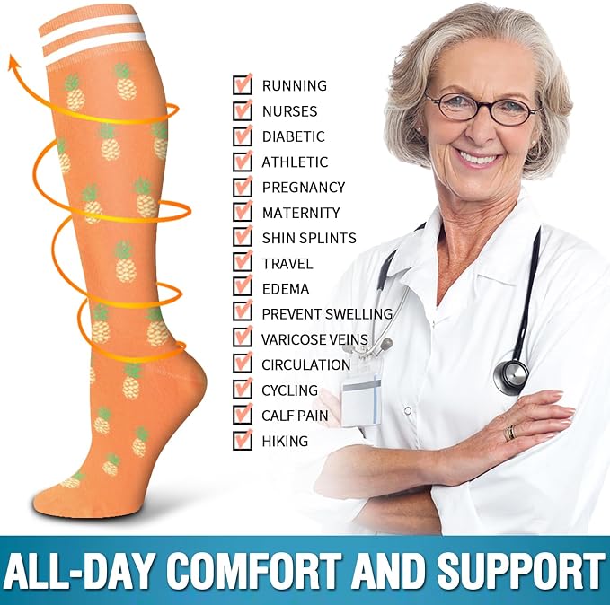 6 Pack Copper Compression Socks for Women and Men Circulation-Best Support for Medical,Running,Nursing,Athletic - Image 6