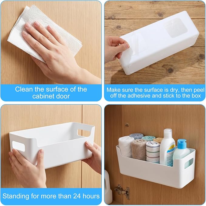 6 Pcs Adhesive Cabinet Door Organizer, White Inside Cabinet Door Organizers and Storage for Kitchen, Bathroom, Office, Garage - No Drilling Space Saver with Strong Sticky Backing - Image 6