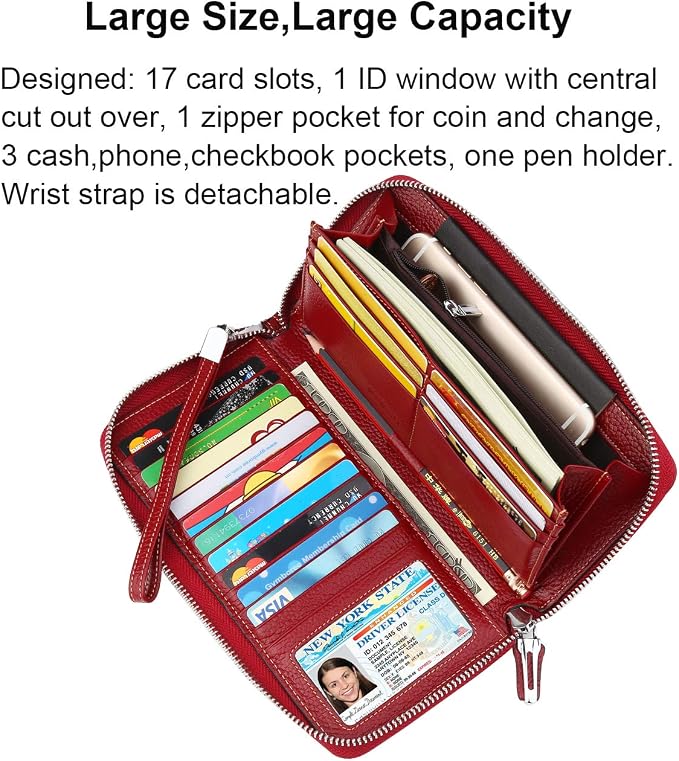 Small Compact Women Wallet RFID Blocking Genuine Leather Bifold Purse with ID Windows - Image 3